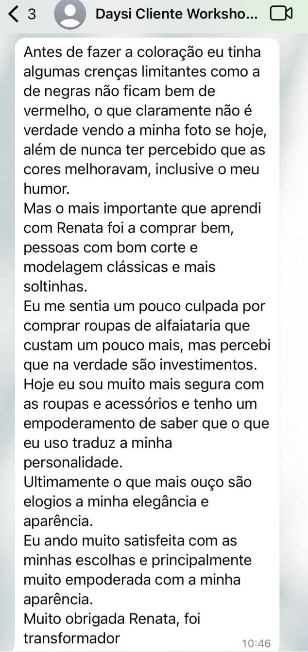 Depoimento de cliente real da Rê Nascimento